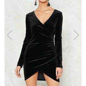 Nasty Gal Speed It Up Velvet Dress in Black